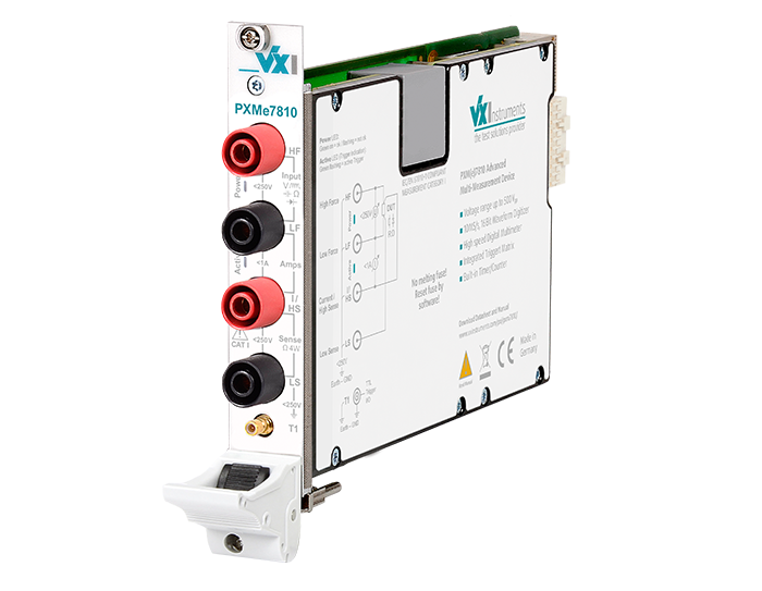 PXMe 7810 High Speed Multi-Measurement Device, Banana Jack version
500Vpp, 16 Bit DMM, 10MSps Digitizer, U, I, R, 2- and 4-wire measurement, Timer/Counter, Triggercard; DC up to 0.08%