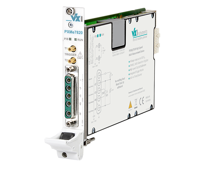 PXMe 7820 High Speed Multi-Measurement Device
500Vpp, 16 Bit DMM, 10MSps Digitizer, U, I, R, 2- and 4-wire measurement, Timer/Counter, Triggercard; DC up to 0.08%