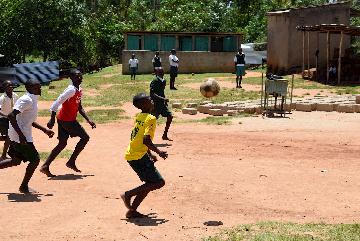 kenyan school children playing football